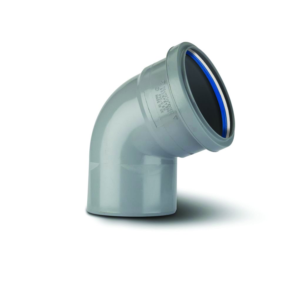Polypipe 110mm 112 Degree Single Socket Bend Grey