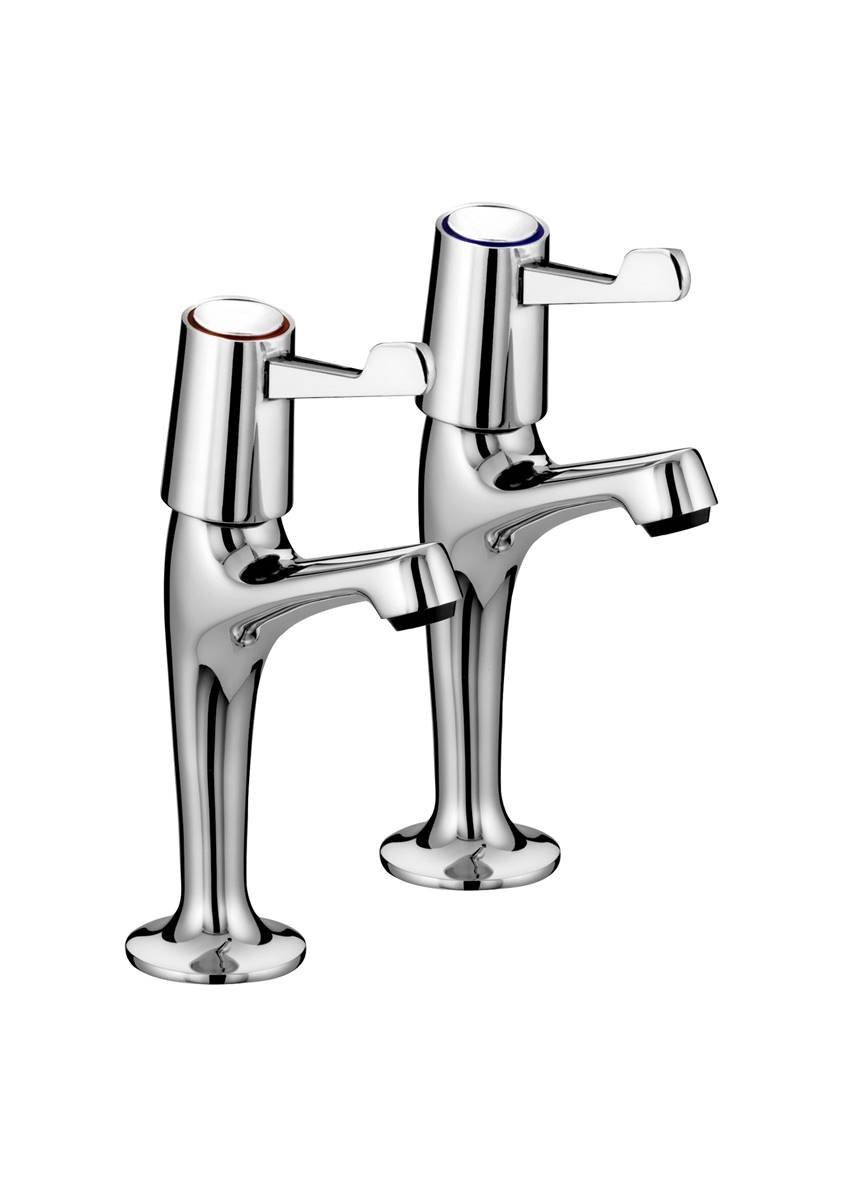 Bristan Lever High Neck Pillar Taps Chrome with Ceramic Disc Valves