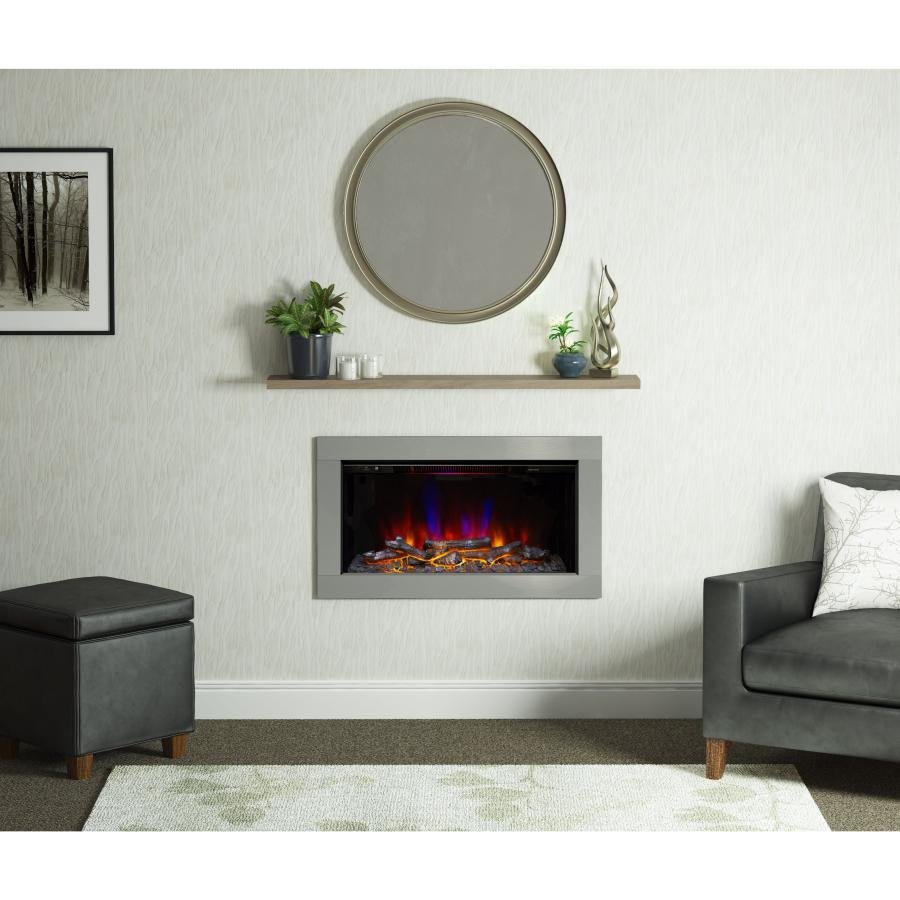 Be Modern Avella Inset Wall Mounted Fire in Brushed Steel Finish 183083 