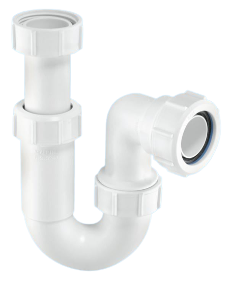 McAlpine 1 1/2" x 75mm Adjustable Inlet Tubular Swivel 'P' Trap ASC10
