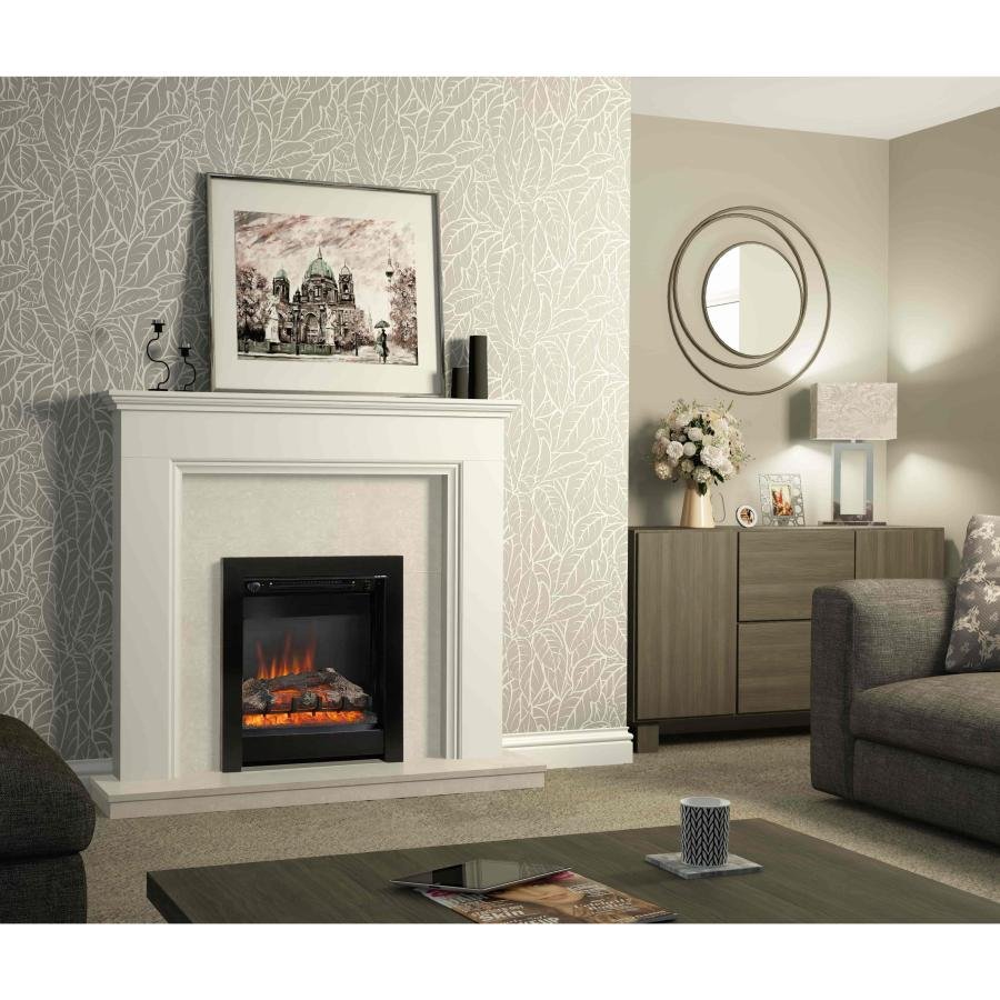 Be Modern 48" Westcroft Timber Surround with Manila Marble Back Panel & Hearth Set TSS-3 